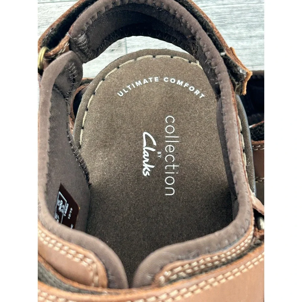 Clarks Malone Shore‎ Mens Tan Leather Sandals Size 13 M 261481047120